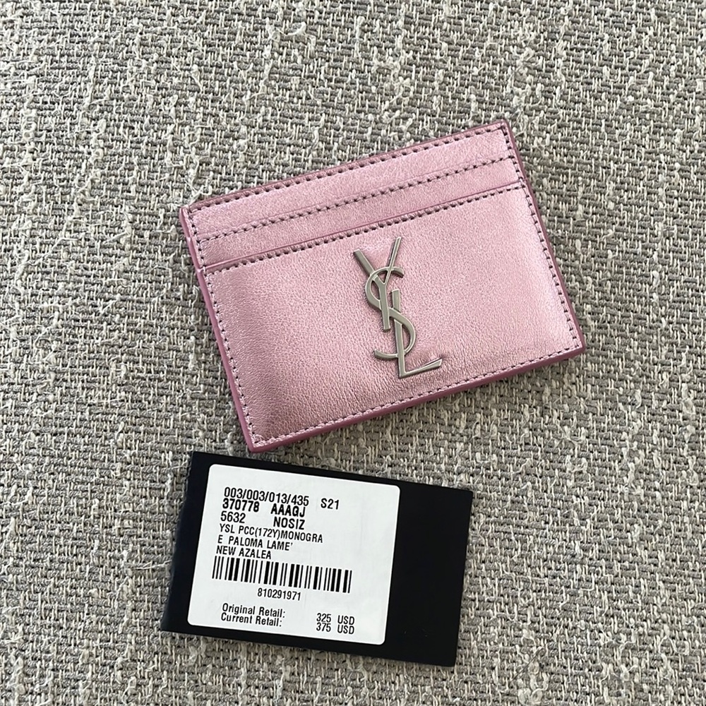 Saint Laurent Metallic Pink Card Case NWT
